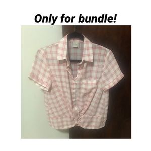 🔓🟢 4 FOR $20 Casual Button Down Top (White/Pink)